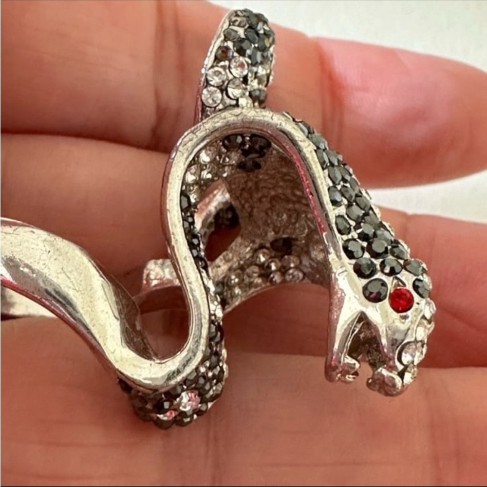 Crystal and silver Snake Ring - Picture 5 of 6